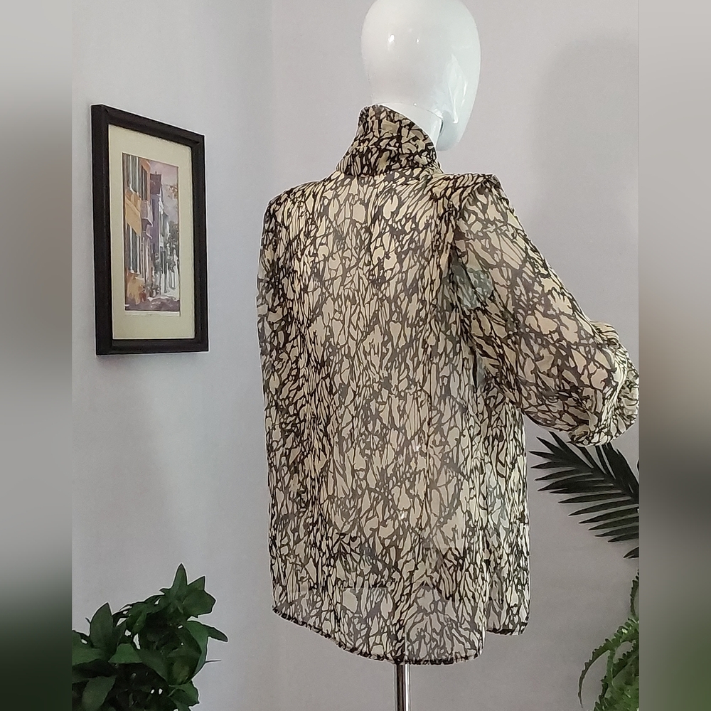 Vintage / Custom-Made Sheer Blouse / No Label / S… - image 3